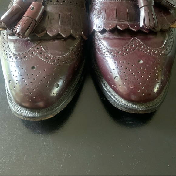Johnston & Murphy Optima Burgundy Leather Wingtip Tassel Loafers Men's Size 9B - Picture 4 of 9